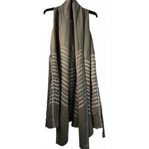 JW Los Angeles Joy Love Light Embroidered Olive Green Vest Medium